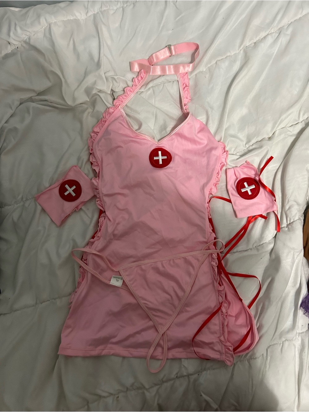 Pink Nurse Costume Dress with Red Cross Patch